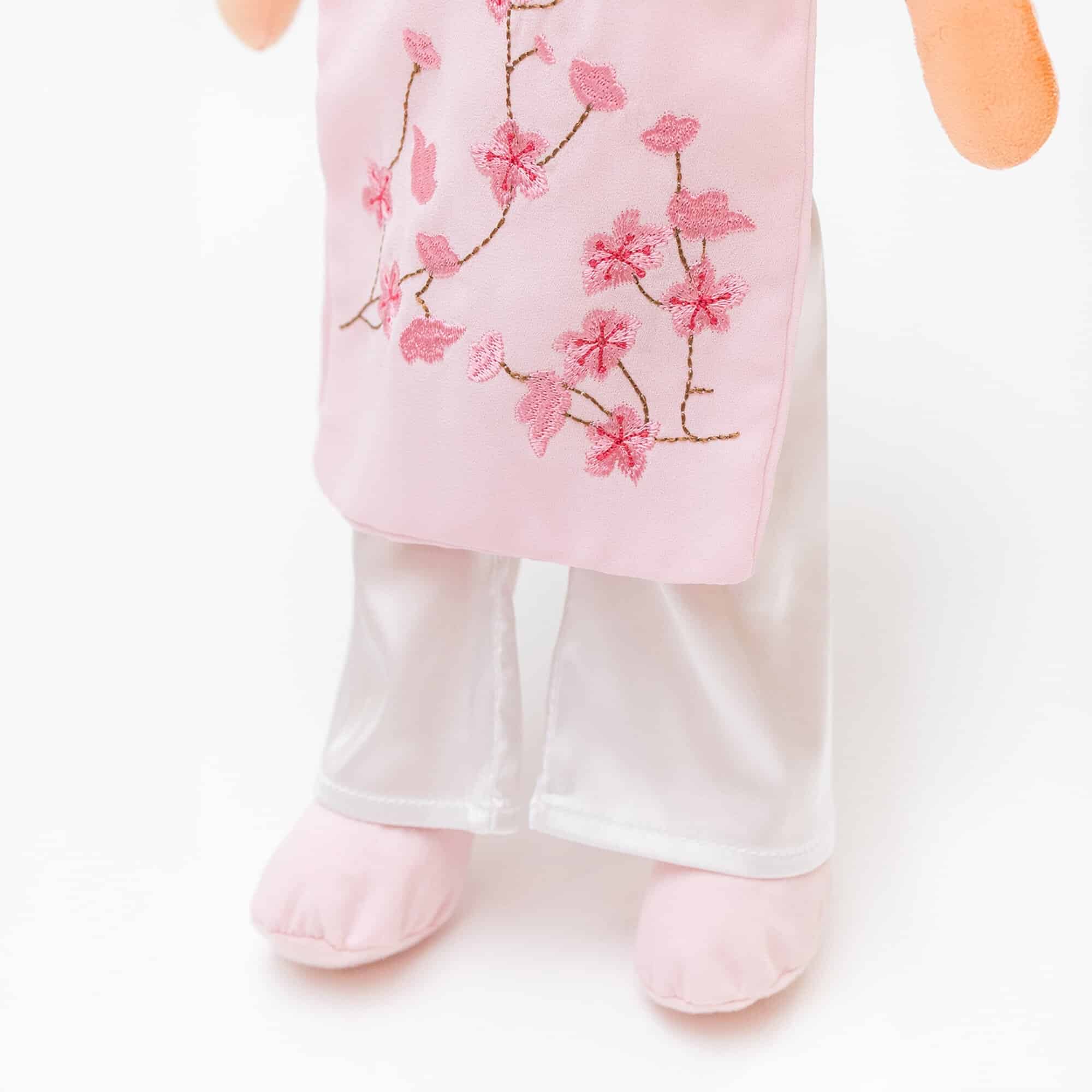 Pink Ao Dai (Thuong) Outfit for 18” Hoa Signature Doll - Image 7